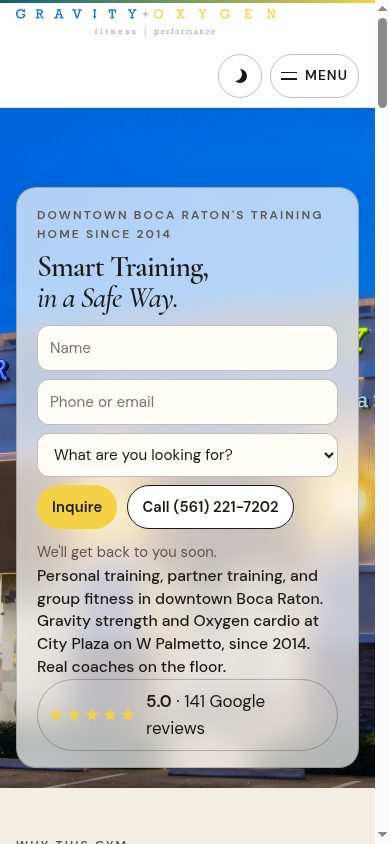 Option A mobile homepage first screen